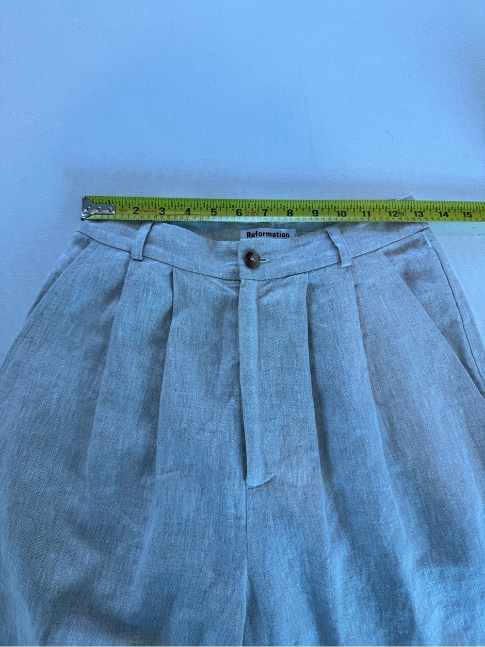 Reformation Mason Linen High Rise Wide Leg Pleated Pant Beige Women 2 Like New - Picture 14 of 16